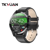 Tkyuan 2020 Montre Connecte Bluetooth Smart Watch Sport Wristwatch for Women Men with Leather Strap